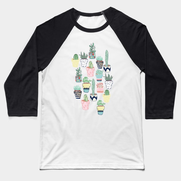 Cute Cacti in Pots Baseball T-Shirt by tangerinetane